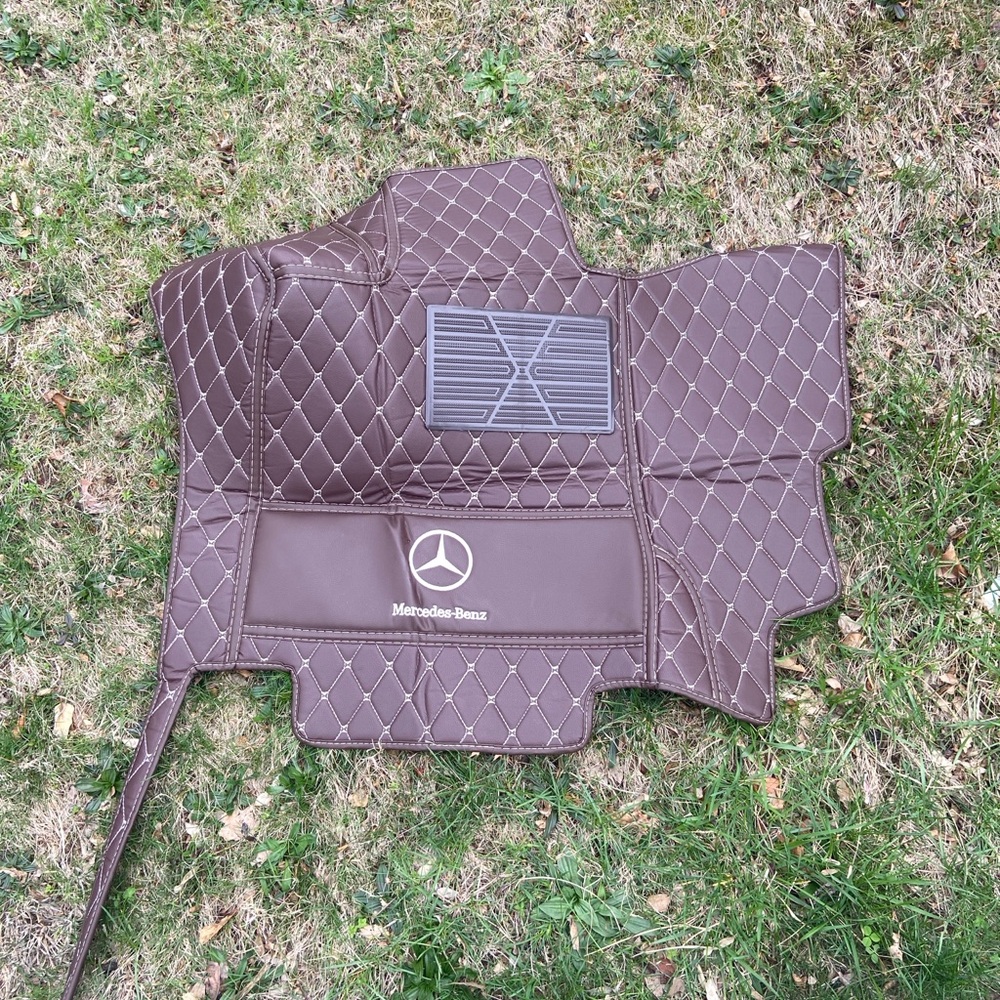 QUILTED leather Brown and white Mercedes benz SUV faux leatherette floor Mat - Picture 6 of 10